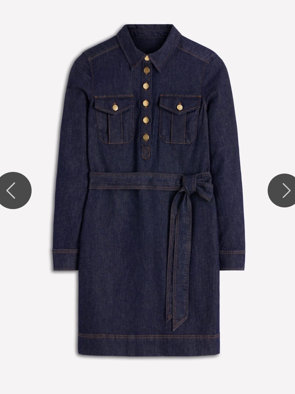 NWT Boden women's Half Placket Denim Dress sz 10 R Indigo Wash Blue (D)